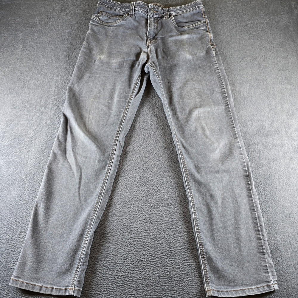 Prana Mens Slim Fit Gray Denim Jeans 32x30 Stretch Five Pocket Pants